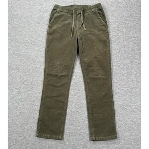 Katin Corduroy Pants Men's Medium Green Elastic Waist Stretch Drawstring Beach